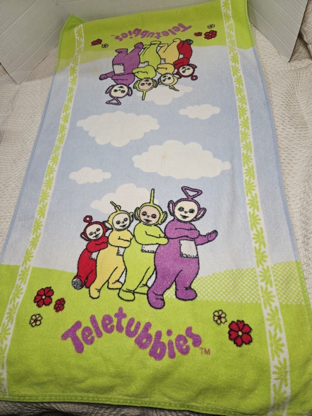 VTG 1998 Teletubbies Here Comes Beach Baby Bath Towel Jay Franco 90s Y2K PBS